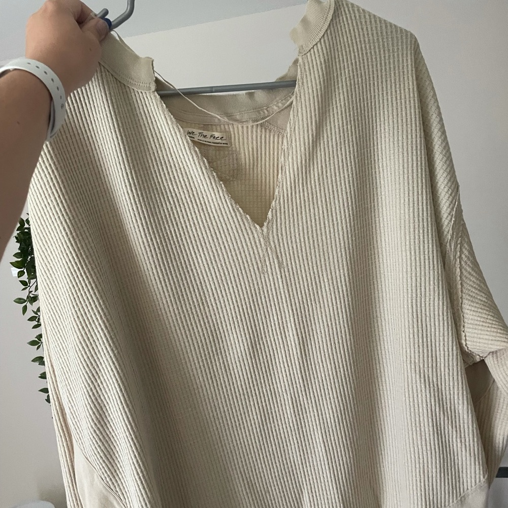free people waffle beige top never worn